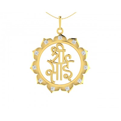 Auspicious Shri Sai Pendant in Gold studded with diamonds